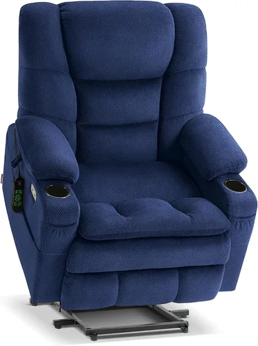 Miniatura 12 de MCombo Sillón Reclinable Grande con Triple Motor de Elevación Eléctrica con Masaje y Calefacción Doble, Reposacabezas Ajustable para Personas Café