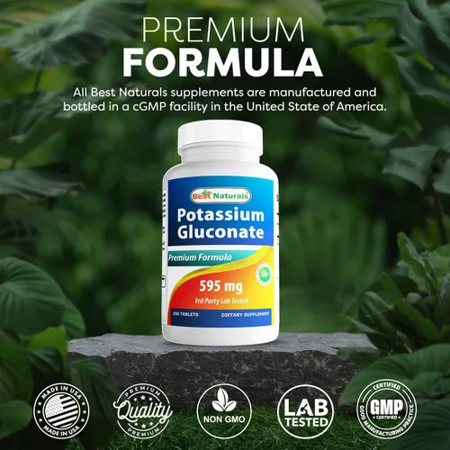 Miniatura 5 de Suplemento de Gluconato de Potasio Best Naturals 595 Mg Tableta, 250