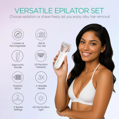 Miniatura 2 de VOYOR Depiladora para mujer, depiladora 3 en 1 para mujeres, depiladora depiladora para piernas y brazos con 30 pinzas, afeitadora eléctrica