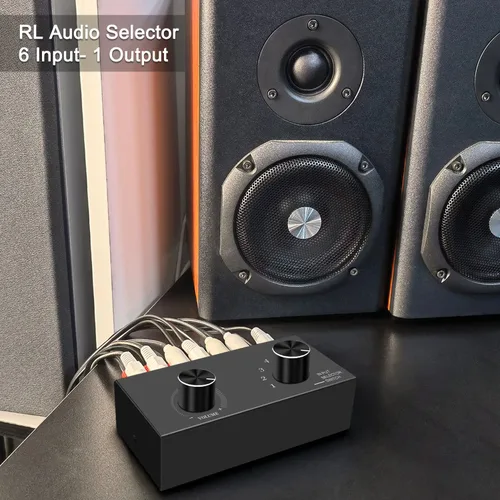 Miniatura 4 de Conmutador de audio RCA de 6 canales, selector de audio de 6 entradas-1salida, caja selectora estéreo pasiva compatible con cine en casa, HDTV