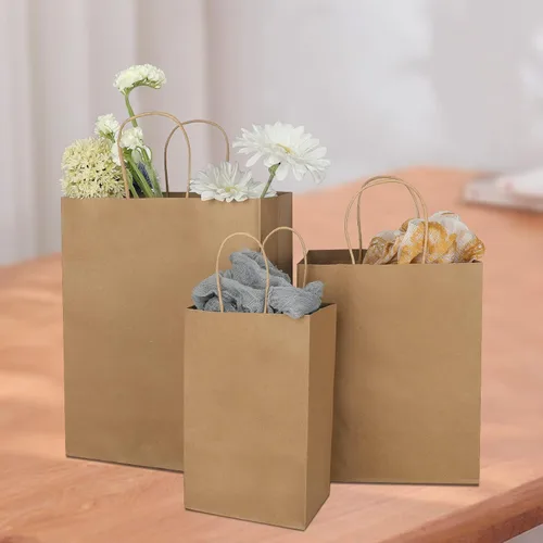 Miniatura 5 de Toovip - Paquete de 90 bolsas de papel kraft marrón con asas, tamaños múltiples de 3 surtidos, bolsas de regalo para recuerdos, compras, fiestas