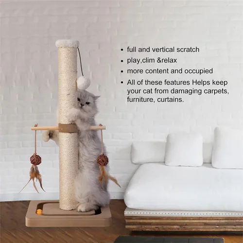 Miniatura 4 de PEEKAB Poste rascador para gatos de alta calidad, rascadores de sisal con juguetes interactivos de seguimiento, rascador vertical para gatos