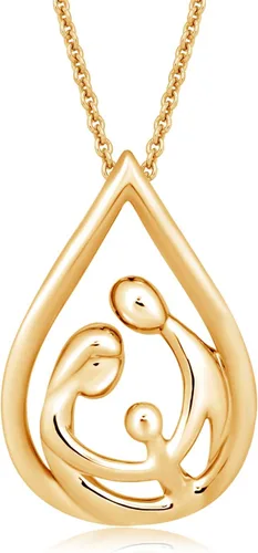 Miniatura 24 de Jewelili - Collar con colgante de plata de ley o oro rosa o amarillo sobre plata, cadena de eslabones de 18 pulgadas