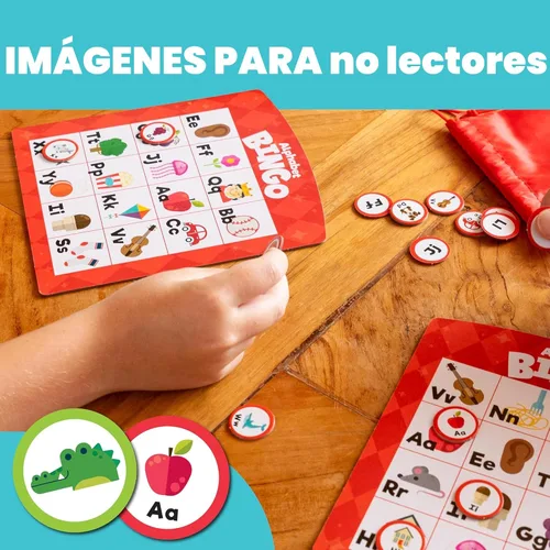 Miniatura 5 de Chuckle & Roar Family Bingo - Juego educativo de bingo para niños de 3 a 6 años Cuatro juegos en uno: animales, alfabeto, palabras y números