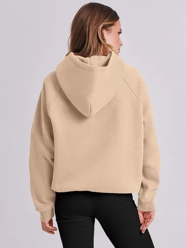 Miniatura 4 de LOGENE Sudaderas con capucha para mujer, de manga larga, de vellón, de gran tamaño, informales, básicas, sin botones, ropa de entrenamiento de otoño