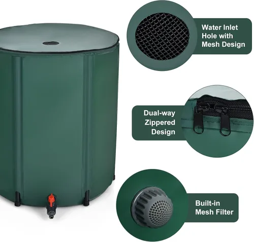 Miniatura 6 de S AFSTAR Barril de lluvia plegable, tanque de almacenamiento plegable para recolección de agua, resistente a la intemperie, contenedor de lluvia
