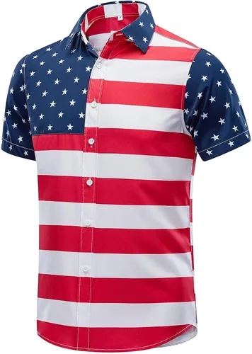 Miniatura 54 de EUOW - Camisas hawaianas para hombre de manga corta con botones, estampadas para la playa y el verano