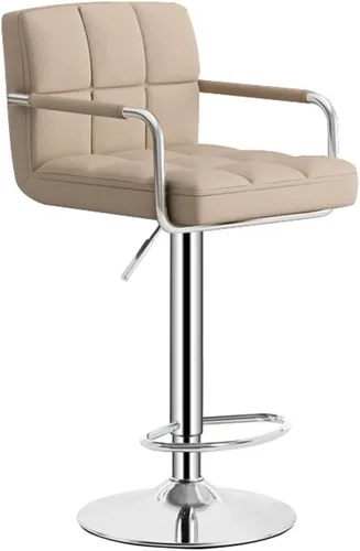 Miniatura 19 de GIZNXBA Taburetes de bar giratorios de cuero para taburete de cocina, taburetes de bar de altura ajustable con respaldo silla de comedor con / Beige