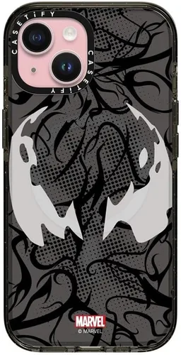 Miniatura 11 de CASETiFY Impact - Funda para iPhone 13 [Spider-Man Co-Lab / protección contra caídas de 6.6 pies] - Máscara Venom - Negro transparente
