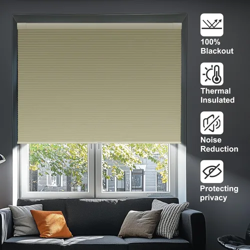 Miniatura 6 de Persianas opacas de celdas fáciles de instalar, para ventanas interiores, persianas de panal sin cordón, con aislamiento térmico y reducción