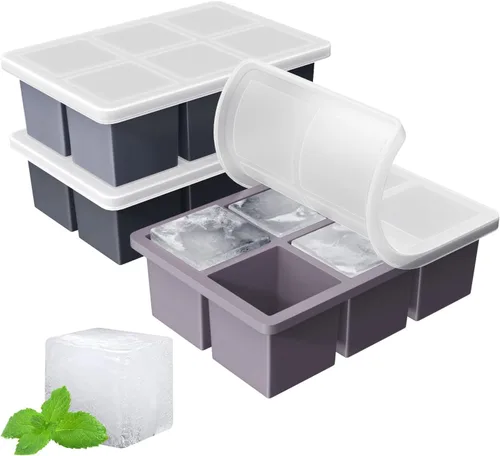 Miniatura 9 de Bandeja grande para cubitos de hielo para whisky: FDDBI Molde grande cuadrado para cubitos de hielo para cóctel - Paquete de 3 bandejas de silicona