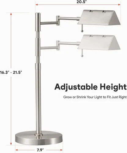 Miniatura 5 de VONLUCE Lámpara LED de escritorio, lámpara de mesa de metal ajustable de estilo industrial, lámpara de lectura regulable para sala de estar