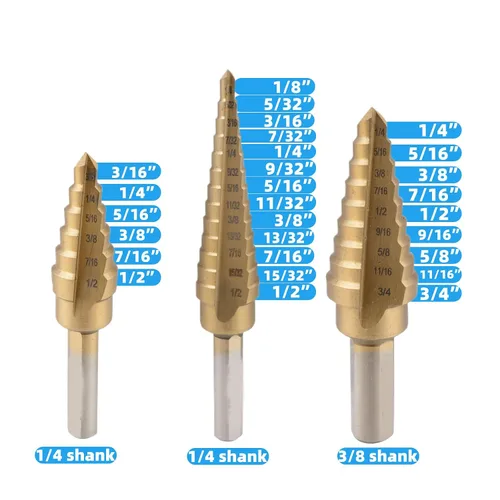 Miniatura 3 de Juego de 3 brocas de acero de alta velocidad para metal, con revestimiento de titanio, para taladrar agujeros en láminas de metal, madera, PVC