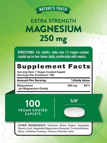 Miniatura 2 de Nature's Truth Suplemento de magnesio 250 mg 100 comprimidos Vegano, sin OMG y sin gluten