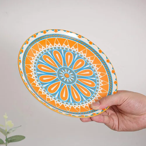 Miniatura 4 de Juego de platos de postre de cerámica de 6 a 8 pulgadas para ensalada y aperitivo, colores vibrantes para mezclar y combinar, aptos