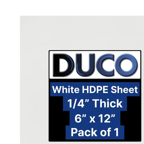Duco Hoja de polietileno de alta densidad de 1/2 pulgada de grosor, 6 x 12 pulgadas (1 unidad), protector de plástico HDPE blanco, hoja de plástico