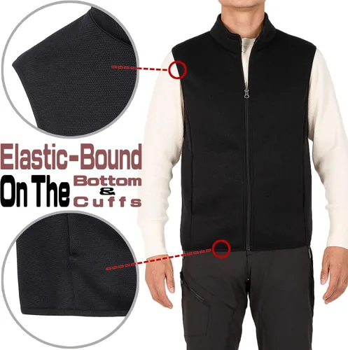 Miniatura 6 de Bonnroth - Chaleco de forro polar con cremallera completa para hombre, con cuello alto y bolsillo
