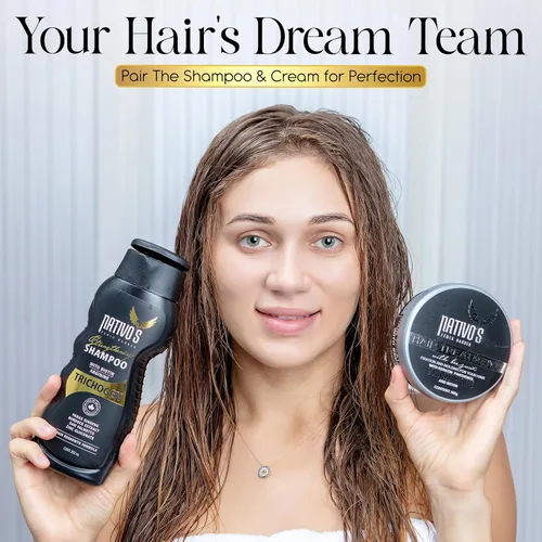 Miniatura 8 de Nativo's Champú fortalecedor para adelgazar el cabello – Fórmula de biotina, trichogen, palma enana americana y zinc – Volumizante y engrosante