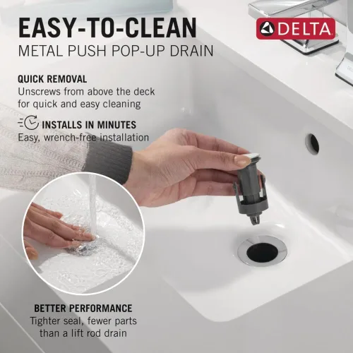 Miniatura 6 de Delta Trinsic - Grifo de baño de arco alto de 1 orificio con mango de rueda, níquel pulido, grifo de fregadero de baño de un solo agujero
