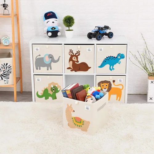 Miniatura 7 de Contenedores plegables de almacenamiento de animales de tela, caja/cofre/organizador para niños pequeños/niños, guardería, sala de juegos, 13 Alpaca