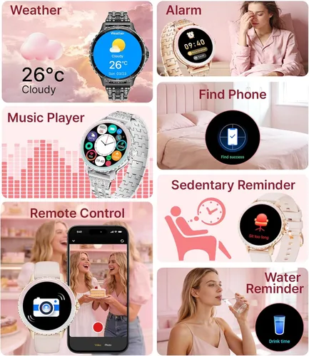 Miniatura 8 de LIGE Relojes inteligentes para mujer (respuesta Bluetooth/Hacer llamadas), reloj inteligente con pantalla de 1.27 pulgadas, batería de 300 mAh