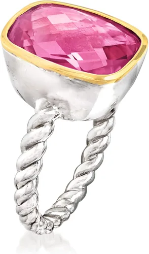 Miniatura 3 de Ross-Simons Anillo de cuarzo rosa de 5.00 quilates en oro amarillo de 14 quilates y plata de ley