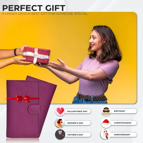 Miniatura 5 de Carteras de cuero con RFID y bolsillo de chequera para mujer, soporte duplicado de cheques tarjetas y bolígrafos