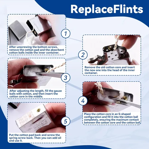 Miniatura 7 de Kit de reparación universal para encendedor, encendedor líquido, kit de reparación y mantenimiento para encendedor de gasolina, kit de reparación