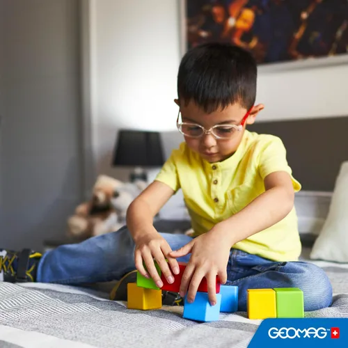 Miniatura 3 de Geomag Magicube 8 bloques magnéticos – Bloques de construcción magnéticos para niños de 1 a 3 años, juguetes Montessori para niños de 1 año