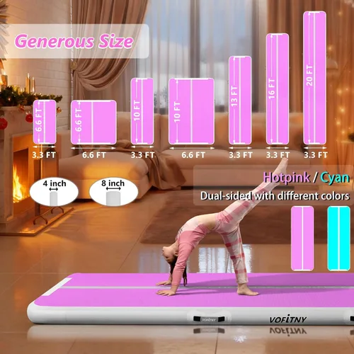 Miniatura 3 de VOFiTNY Colchoneta de gimnasia multiusos de 6.6/10/13/16/20 pies, resistente e inflable, para el hogar y el gimnasio