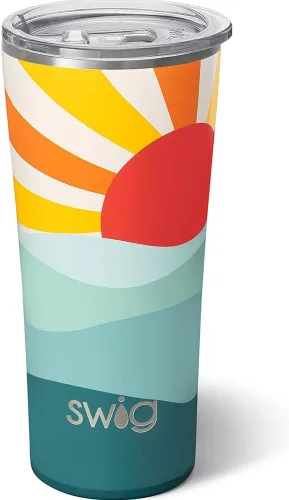 Miniatura 34 de Swig Life - Vaso de 22 oz con aislamiento térmico, vaso de café con tapa, apto para portavasos, apto para lavavajillas, acero inoxidable, taza