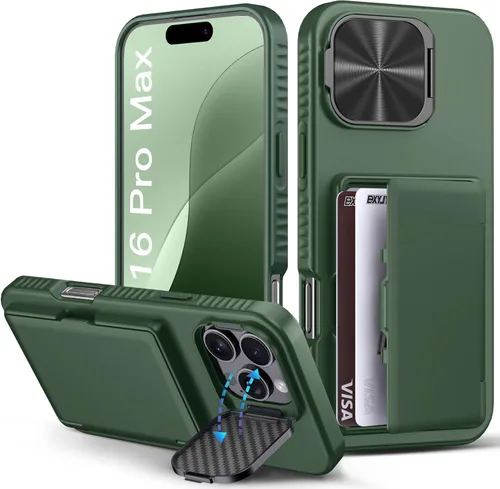 Miniatura 42 de BXYJY Funda tipo cartera para iPhone 15 Pro con tarjetero (4-5 tarjetas) y cubierta deslizante para cámara y soporte, protección contra caídas