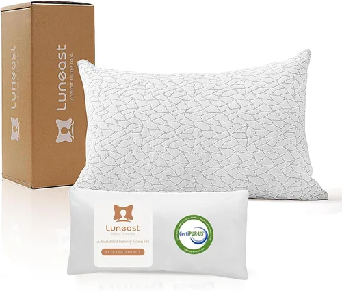 Miniatura 11 de Almohadas de espuma viscoelástica Luneast para dormir ajustable, transpirable, para dormir de lado, espalda y estómago, funda de almohada lavable