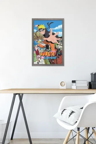 Miniatura 6 de Trends International Naruto Shippuden - Póster de pared de salto, 14.725 x 22.375 pulgadas, versión enmarcada de madera de granero