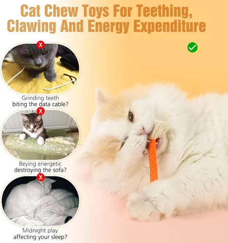 Miniatura 4 de 5 piezas de juguetes masticables para gatos, 5.9 pulgadas, juguetes de hierba gatera para gatos, limpieza de dientes, juguetes para gatos