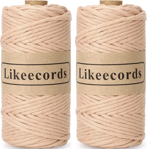 Miniatura 41 de Likeecords - Cuerda de macramé de 4 mm de un solo hilo, 80 m de cuerda de macramé colorida, cuerda de algodón para macramé, cuerda de algodón