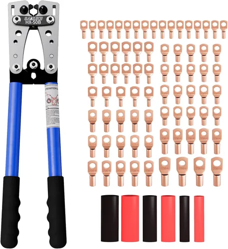 Miniatura 9 de Sanuke Herramienta de Crimpado de Terminal de Cable de Batería para AWG 8 6 4 2 1/0, Alicates de Crimpado de Terminal de Alambre de Cobre