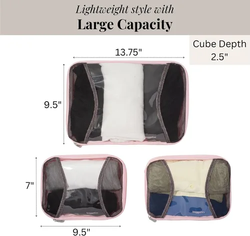 Miniatura 4 de Baggallini Juego de 3 cubos de compresión - Cubos de compresión ligeros para viajes, BOLSA ROSA, Talla única