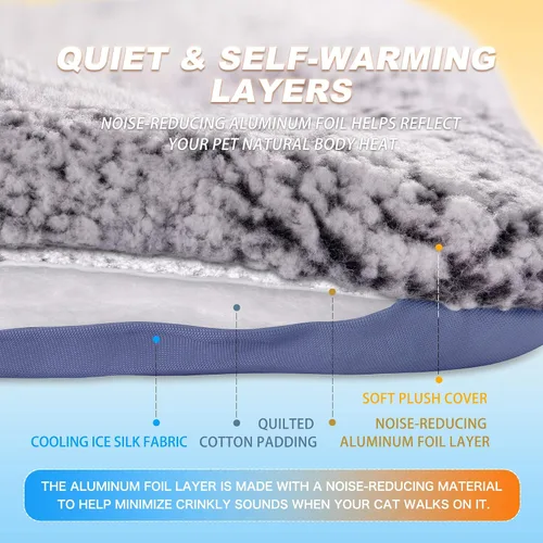 Miniatura 5 de Tapete refrescante para perros, cama autocalentable para gatos, cama reversible cálida y refrescante, almohadilla cálida para gatos de invierno