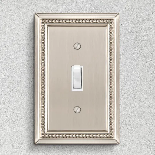 Miniatura 7 de Henne Bery Sunken Pearls - placa decorativa de pared para interruptor (Palanca simple, 2 unidades, níquel satinado)