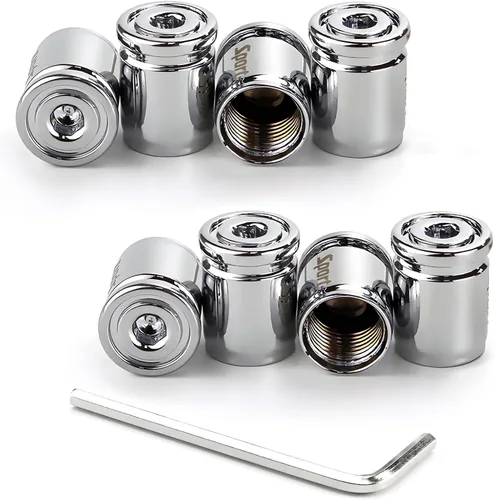 Miniatura 9 de Dickno 4 piezas tapones con bloqueo para válvulas de neumáticos de automóvil, cubiertas antirrobo para válvulas de rueda automáticas con sello