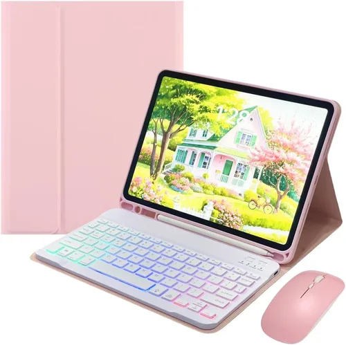 Miniatura 14 de Funda con teclado retroiluminado arcoíris para Galaxy Tab S6 Lite de 10.4 pulgadas con mouse y 7 colores RGB retroiluminación colorida teclado