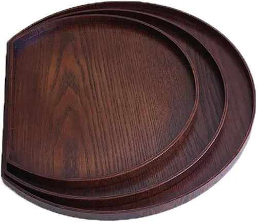 Miniatura 5 de Bandeja de madera con forma de media luna, bandeja decorativa para servir café, té, queso, postre, frutas y verduras (mediana)