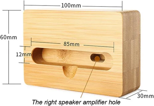 Miniatura 4 de Fanshu - Amplificador de soporte para teléfono celular, soporte universal portátil de madera para teléfono celular, soporte de cama de bambú