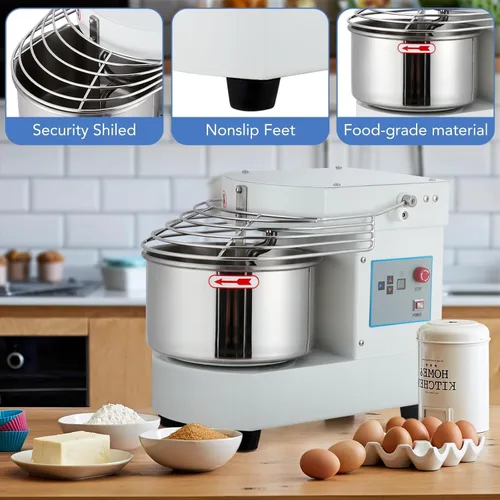 Miniatura 4 de Mezclador comercial de alimentos de 10.5 cuartos Máquina amasadora de masa de doble rotación de 650 W con temporizador de pantalla táctil Tazón