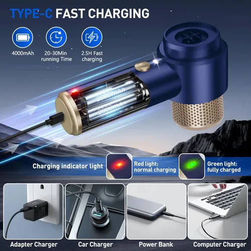 Miniatura 6 de Sweetone Aspiradora portátil inalámbrica para automóvil, aspiradora de 15000 Pa y plumero de aire, aspiradora de mano con luz LED y múltiples