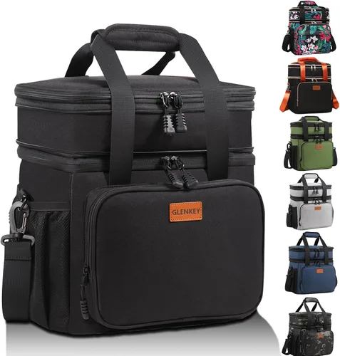 Miniatura 9 de GLENKEY - Lonchera aislada expandible, bolsa de almuerzo grande con doble compartimento, ligera, bolsa de mano impermeable, refrigerador