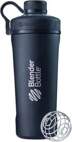 Miniatura 6 de BlenderBottle Radian Shaker Cup Botella de agua aislada de acero inoxidable con batidor de alambre, 26 onzas, azul ártico mate