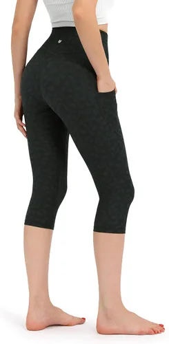 Miniatura 3 de ODODOS - Leggings tipo capri de mujer, no se traslucen y modelan el abdomen, con cintura alta y bolsillos para hacer yoga, atletismo, ejercicio