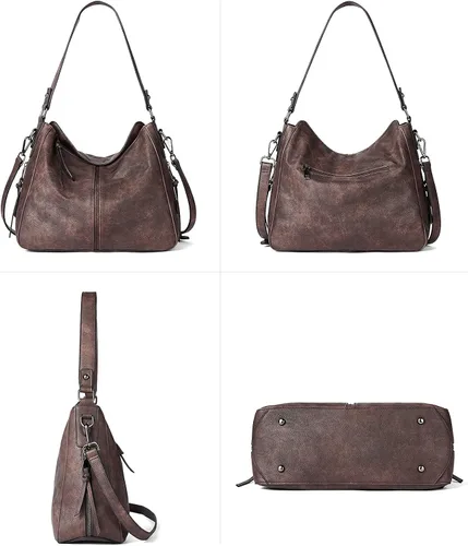 Miniatura 6 de BROMEN Bolsos de cuero vegano para mujer, bolsos de diseñador grandes con correa ajustable, Bolsa Hobo